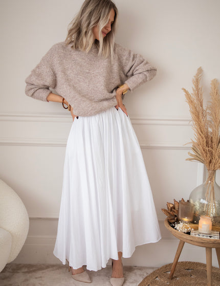 Dreamy Pleated White - Maxi Rok