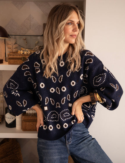 Cozy Paisley Days Navy - Sweater
