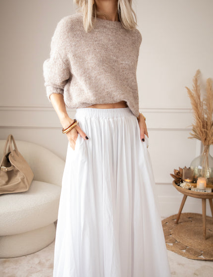 Dreamy Pleated White - Maxi Rok