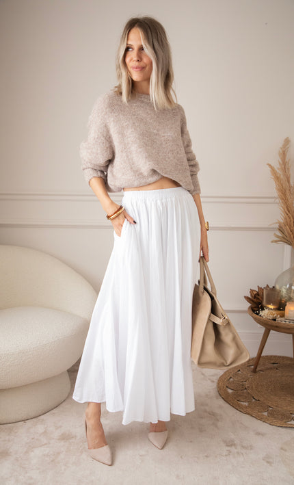 Dreamy Pleated White - Maxi Rok