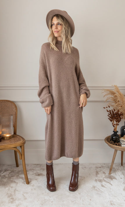 You Keep Me Warm Taupe - Sweater Dress