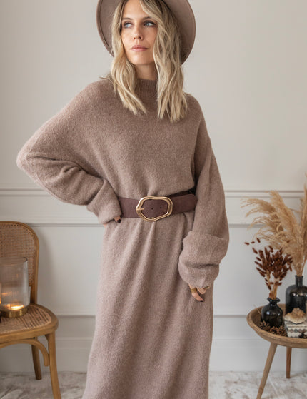 You Keep Me Warm Taupe - Sweater Dress