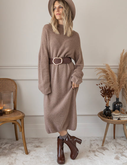 You Keep Me Warm Taupe - Sweater Dress