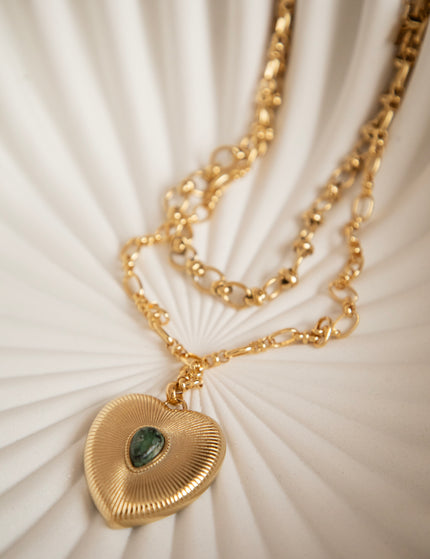 Lovestoned Dark Green/Gold - Necklace