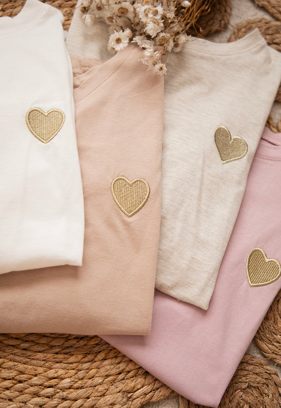 T-Shirt - Beating Heart - Grau/Gold