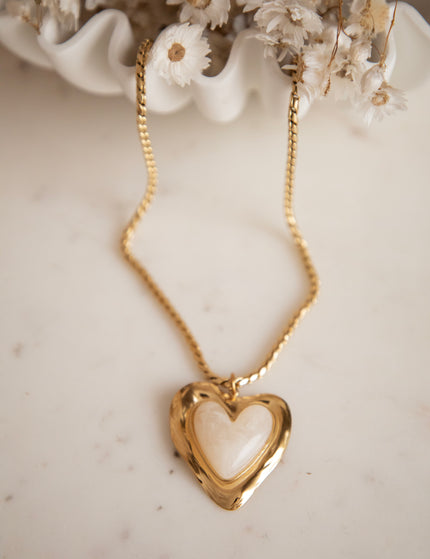 Crystal Heart Beige/Gold - Necklace