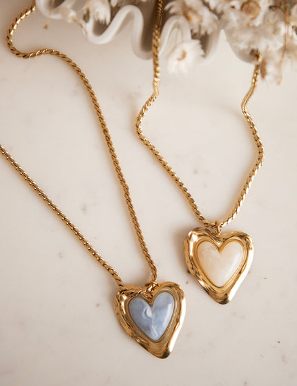 Crystal Heart Beige/Gold - Necklace