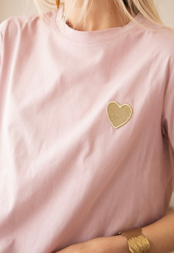 T-Shirt - Beating Heart - Mauve/Gold