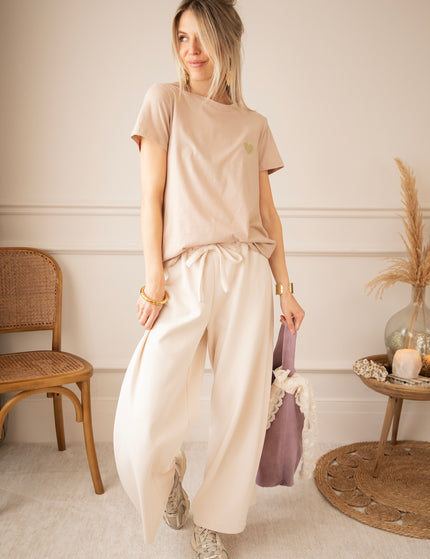 T-Shirt - Beating Heart - Taupe/Gold