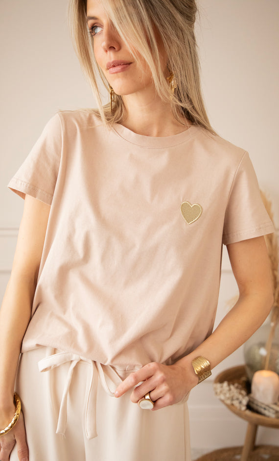 Beating Heart Taupe/Gold - T-Shirt