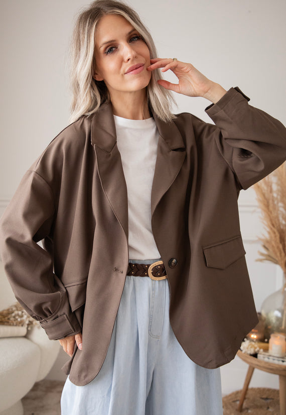 Jacke - Bomber Blazer Smooth - Dunkelbraun