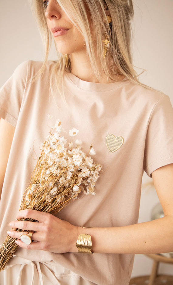 Beating Heart Taupe/Gold - T-Shirt