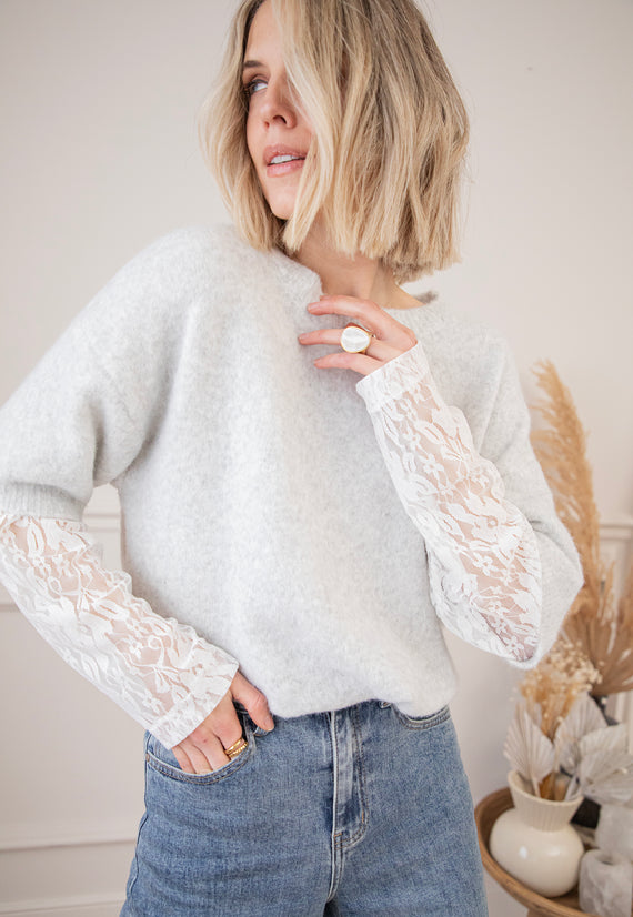 Pullover - Lina Lace Knit - Grau