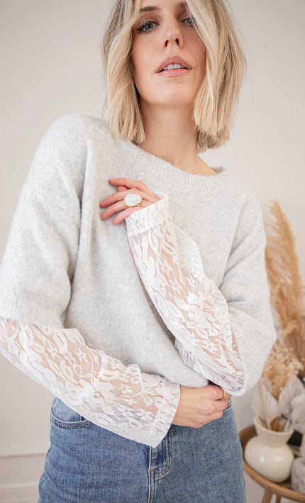 Pullover - Lina Lace Knit - Grau