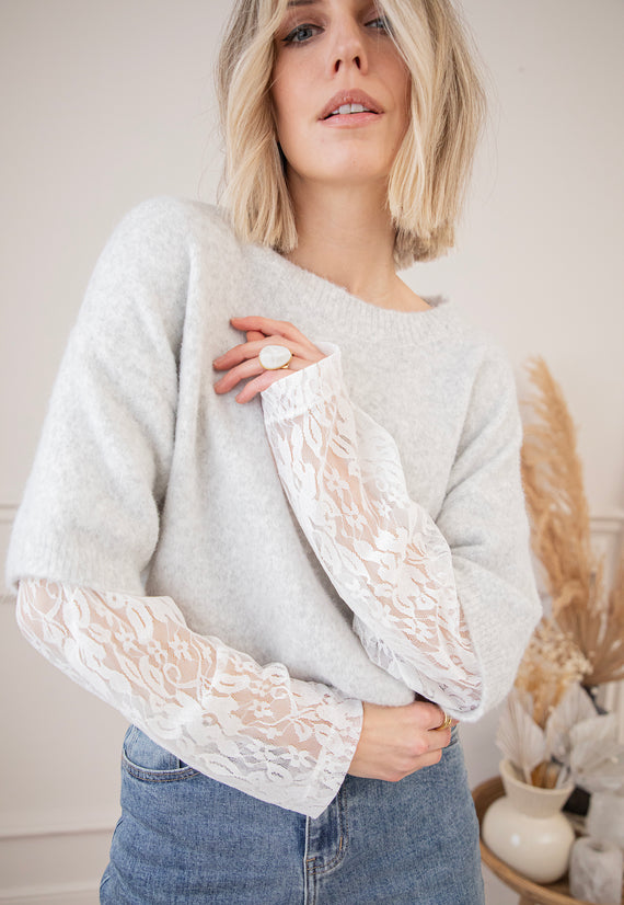 Pullover - Lina Lace Knit - Grau