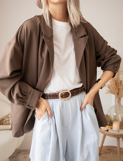 Bomber Blazer Smooth Dark Brown - Jacket