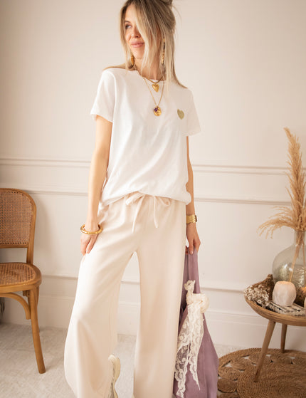 T-Shirt - Beating Heart - Weiß/Gold