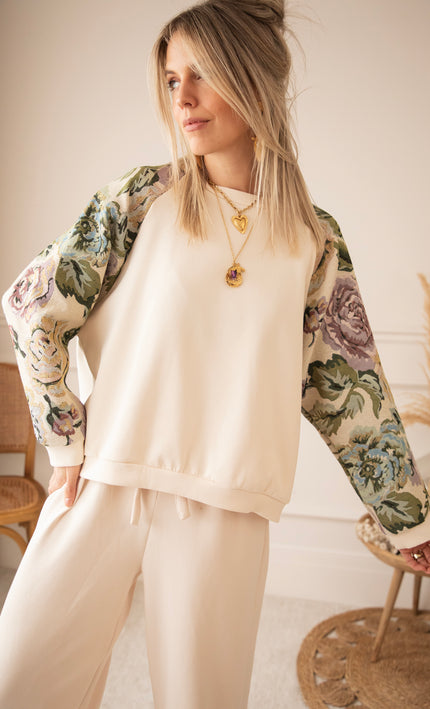Rosy Belle Beige/Green - Sweater