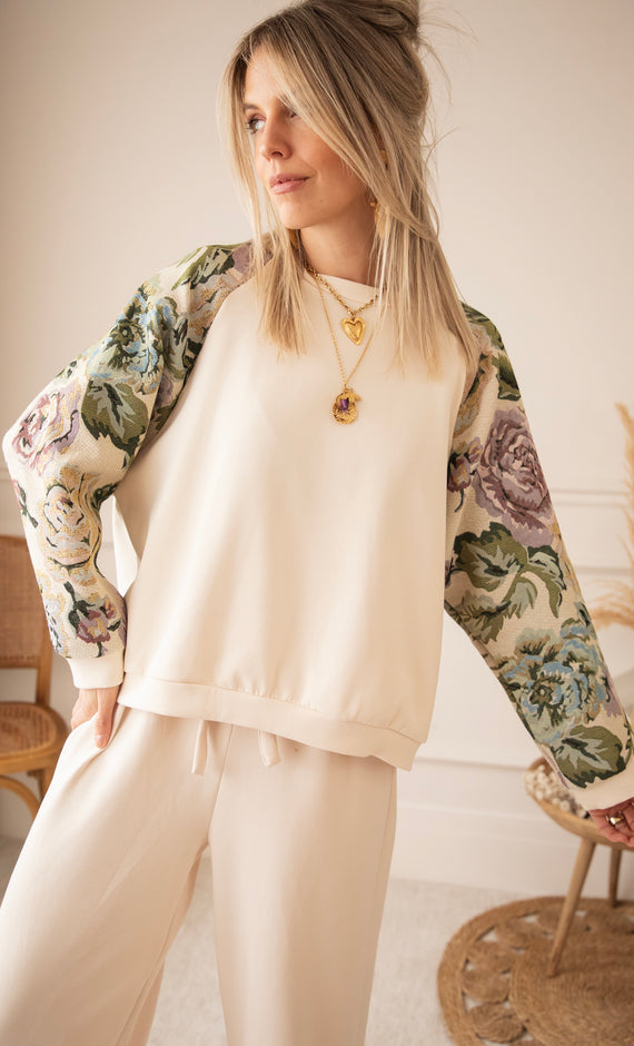 Rosy Belle Beige/Green - Sweater