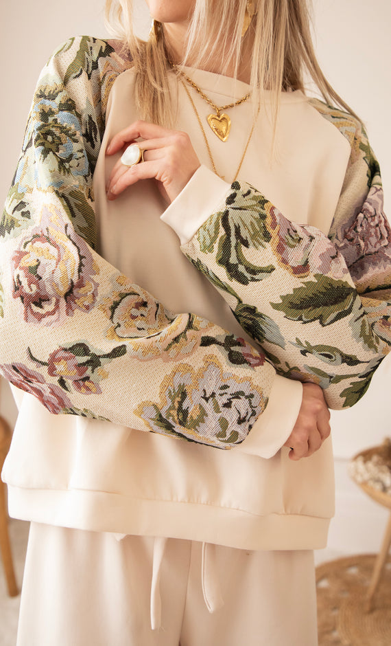 Rosy Belle Beige/Green - Sweater
