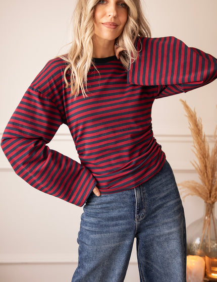 Langarmshirt - Sadie Stripe Shape - Burgund/Navy