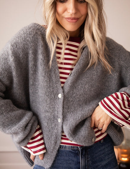 Langarmshirt - Sadie Stripe Shape - Beige/bordeaux