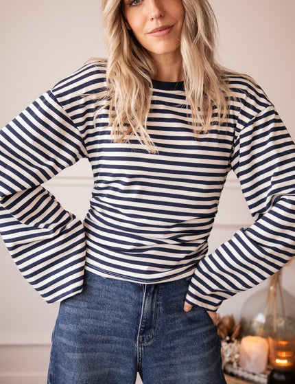 Sadie Stripe Shape Beige/Navy - Longsleeve