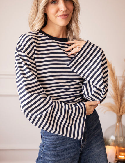 Sadie Stripe Shape Beige/Navy - Longsleeve