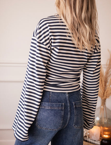 Sadie Stripe Shape Beige/Navy - Longsleeve