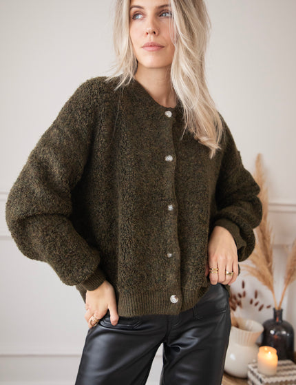 Strickjacke - Fuzzy Friend - Khaki