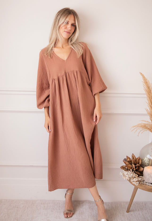 Maud Tetra Chestnut - Maxi Dress