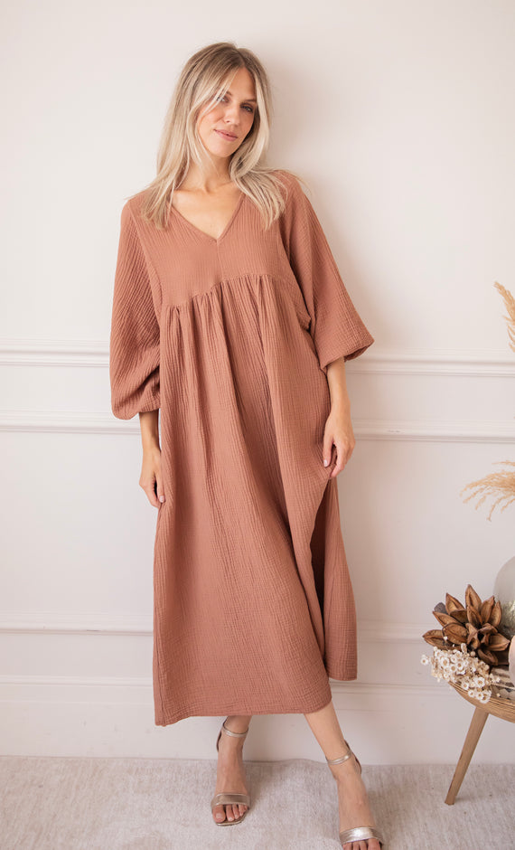 Maud Tetra Chestnut - Maxi Dress