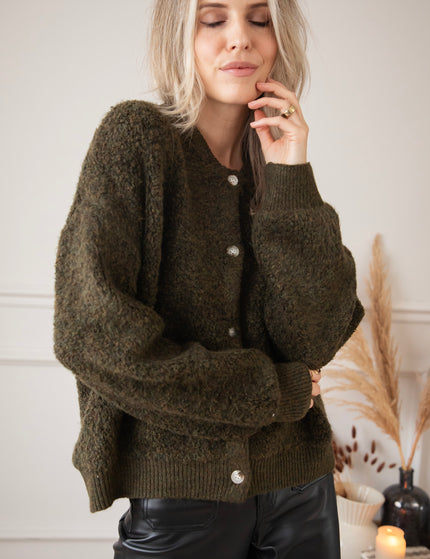 Strickjacke - Fuzzy Friend - Khaki