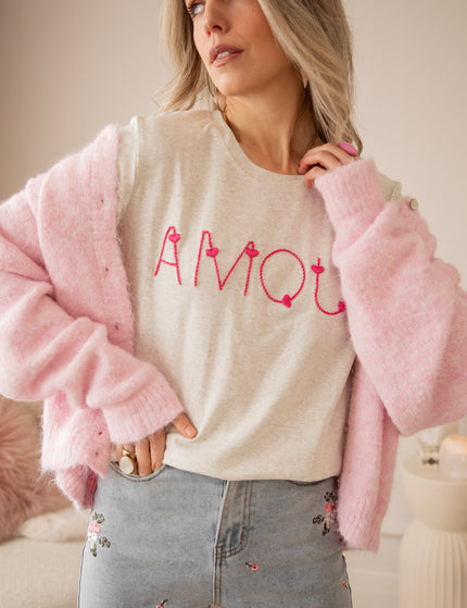 Route D'Amour Soft Grey/Fuchsia - T-Shirt