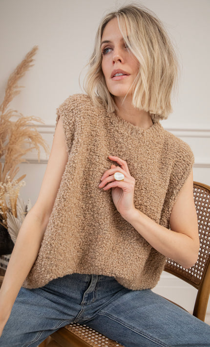 Amber Woolen Camel - Debardeur 