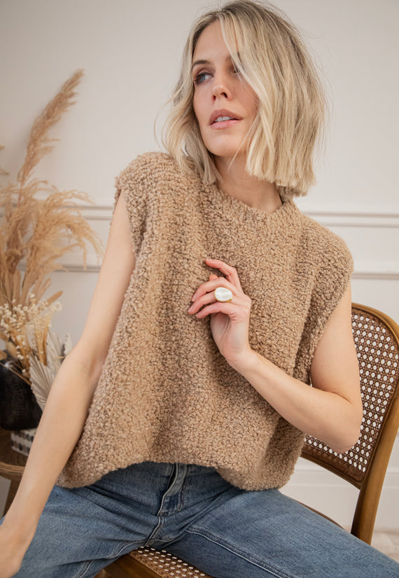 Amber Woolen Camel - Debardeur 