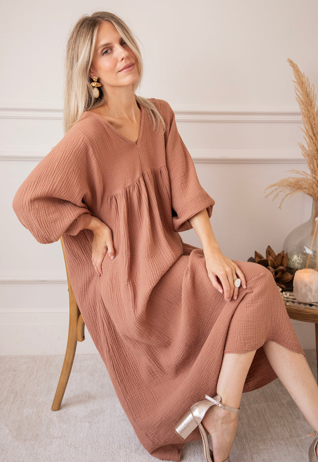Maud Tetra Chestnut - Maxi Dress