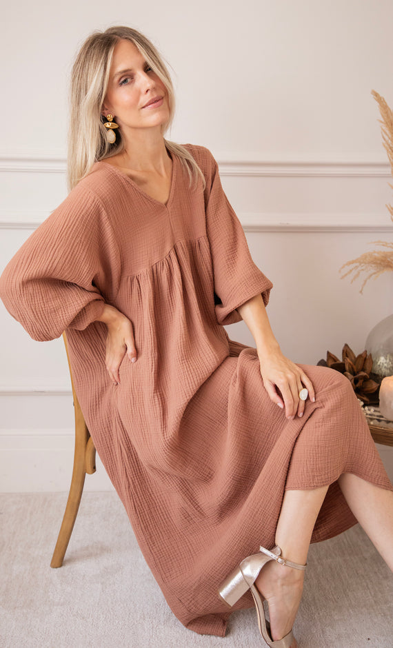 Maud Tetra Chestnut - Maxi Dress