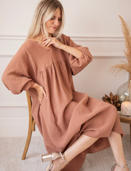 Maud Tetra Chestnut - Maxi Jurk