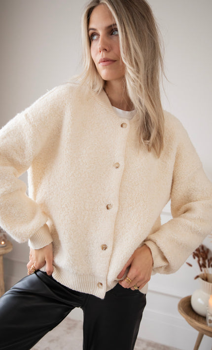 Fuzzy Friend Beige - Cardigan