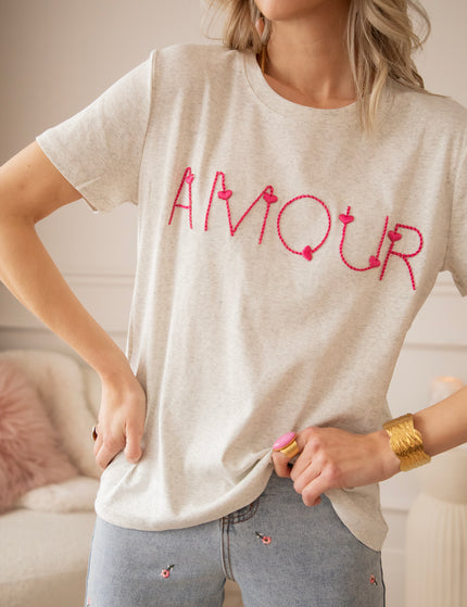 Route D'Amour Soft Grey/Fuchsia - T-Shirt