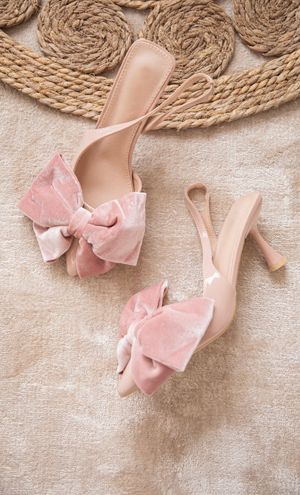 Velvet Bow Pink - Heels