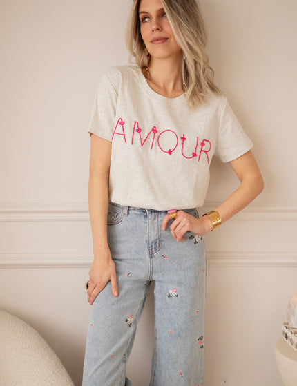 Route D'Amour Soft Grey/Fuchsia - T-Shirt