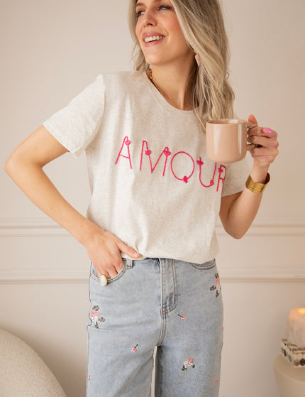 Route D'Amour Soft Grey/Fuchsia - T-Shirt