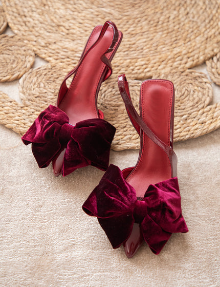 Velvet Bow Burgundy - Heels