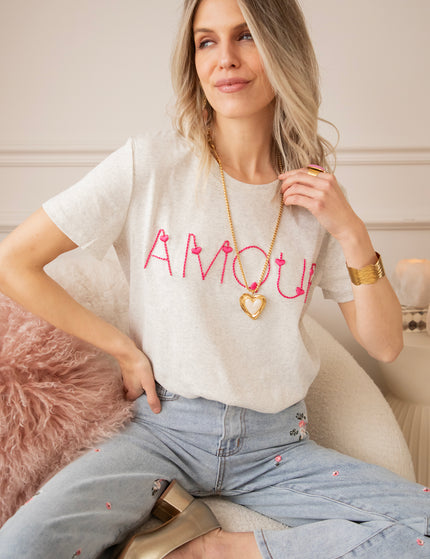 Route D'Amour Soft Grey/Fuchsia - T-Shirt