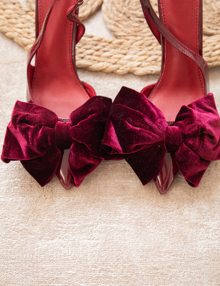 Velvet Bow Burgundy - Heels