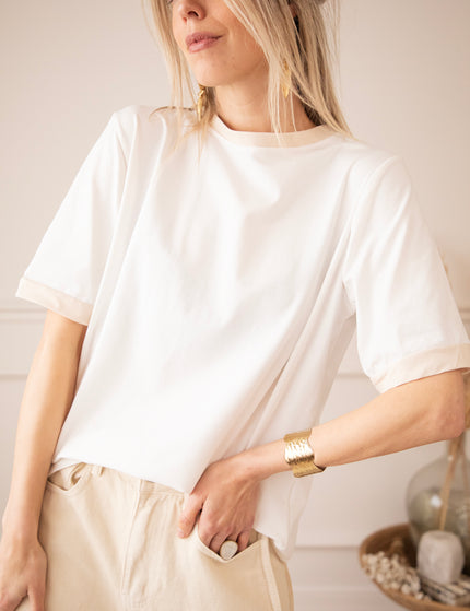 Sadie Contrast White/Beige - T-Shirt