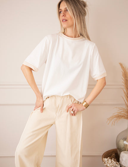 Sadie Contrast White/Beige - T-Shirt