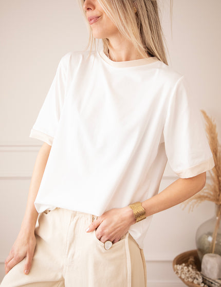 Sadie Contrast White/Beige - T-Shirt